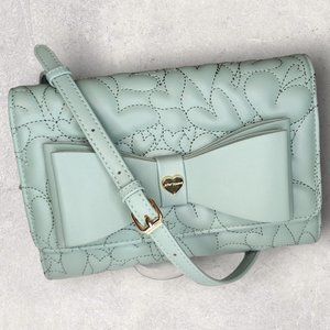 Betsey Johnson Quilted Heart Wallet XO DANI - Green Frost - NWT